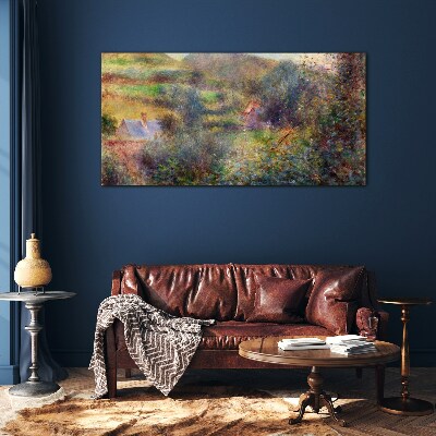 Country scenery in pastel colors Glass Wall Art