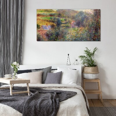 Country scenery in pastel colors Glass Wall Art