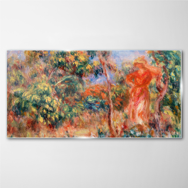 Woman in the garden Glass Wall Art