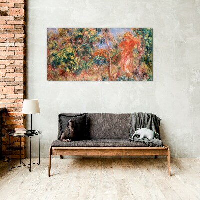 Woman in the garden Glass Wall Art