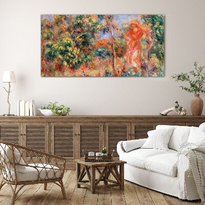 Woman in the garden Glass Wall Art