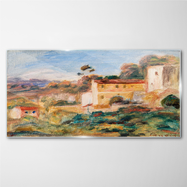 Landscape with rural buildings Glass Wall Art