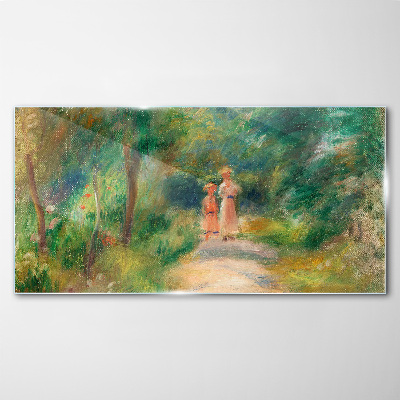 A walk in the green Glass Wall Art