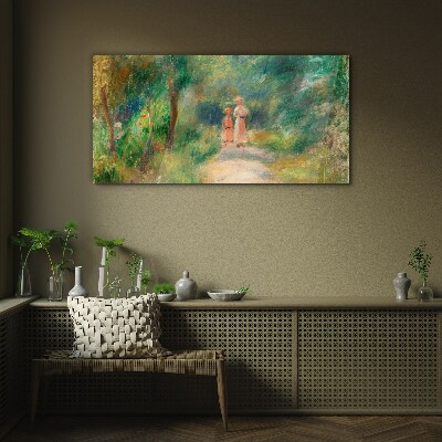 A walk in the green Glass Wall Art