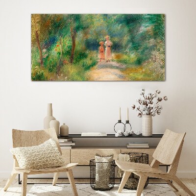A walk in the green Glass Wall Art