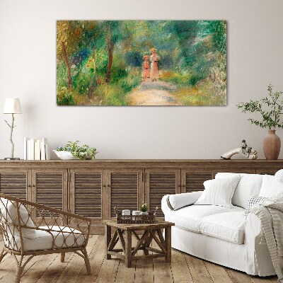 A walk in the green Glass Wall Art