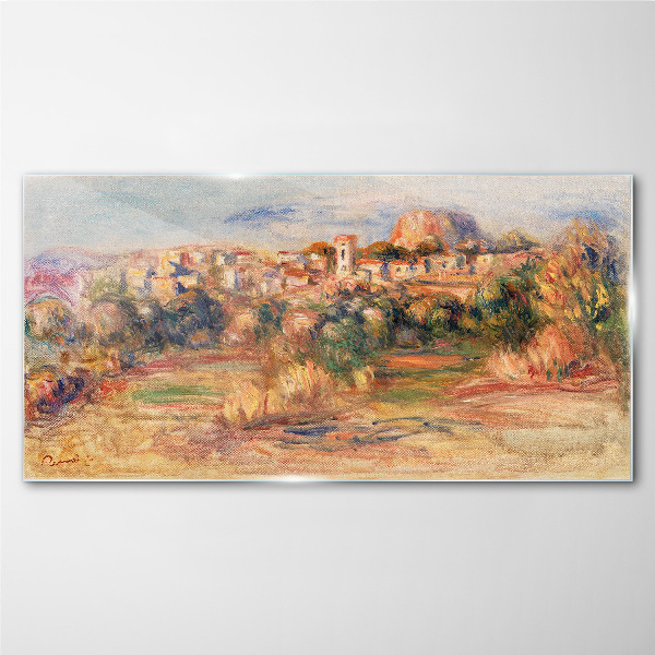 Landscape with colorful hills Glass Wall Art
