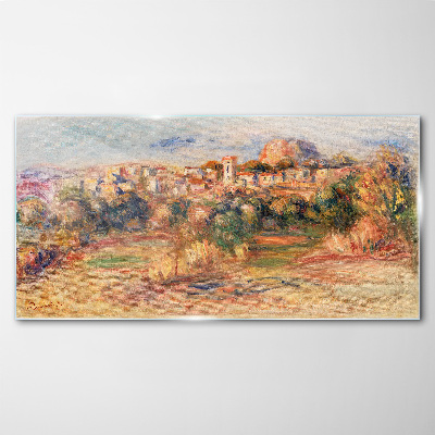 Landscape with colorful hills Glass Wall Art