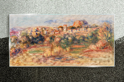 Landscape with colorful hills Glass Wall Art