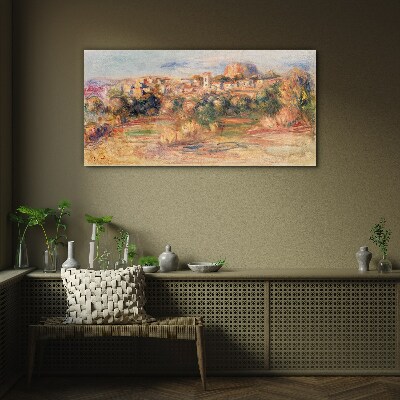 Landscape with colorful hills Glass Wall Art