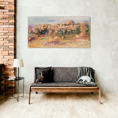 Landscape with colorful hills Glass Wall Art