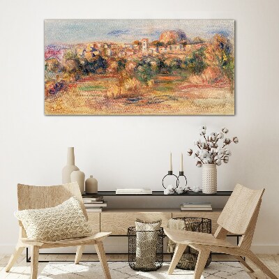 Landscape with colorful hills Glass Wall Art