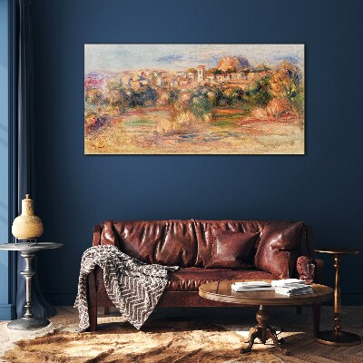 Landscape with colorful hills Glass Wall Art