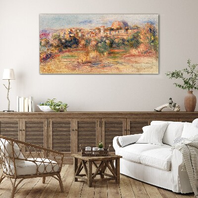 Landscape with colorful hills Glass Wall Art
