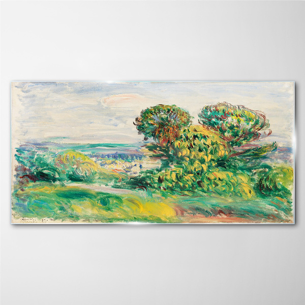 Green landscape with trees Glass Wall Art