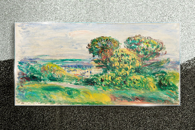 Green landscape with trees Glass Wall Art
