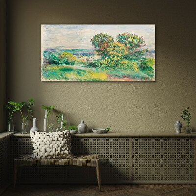 Green landscape with trees Glass Wall Art