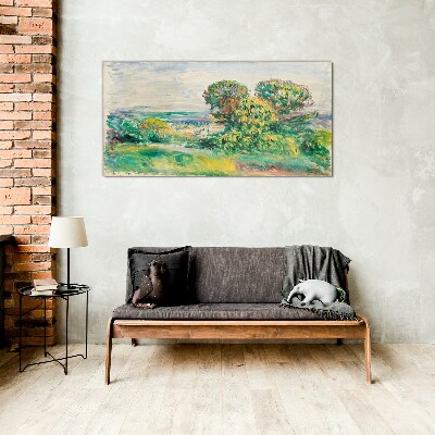 Green landscape with trees Glass Wall Art