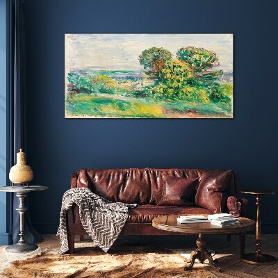 Green landscape with trees Glass Wall Art