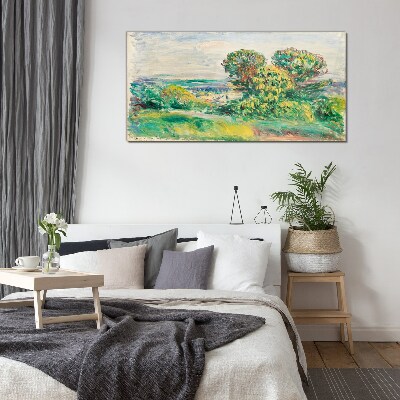 Green landscape with trees Glass Wall Art