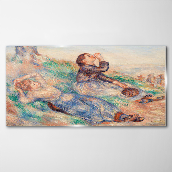 Children's dreams in the meadow Glass Wall Art