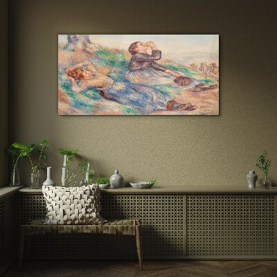 Children's dreams in the meadow Glass Wall Art