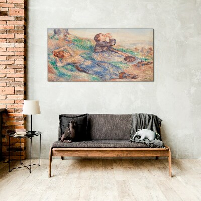 Children's dreams in the meadow Glass Wall Art
