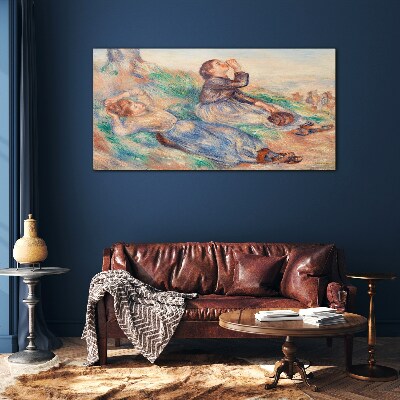 Children's dreams in the meadow Glass Wall Art