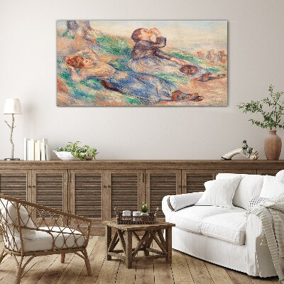 Children's dreams in the meadow Glass Wall Art