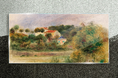 Idyllic landscape with a house Glass Wall Art