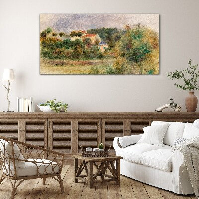 Idyllic landscape with a house Glass Wall Art