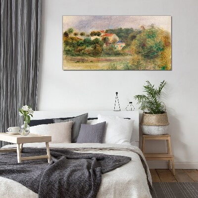 Idyllic landscape with a house Glass Wall Art