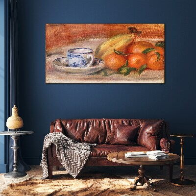 Fruit table with a cup Glass Wall Art