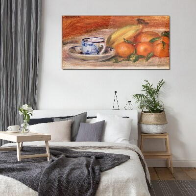 Fruit table with a cup Glass Wall Art