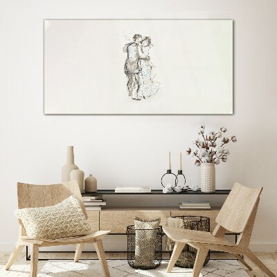 Dancing in the white light Glass Wall Art