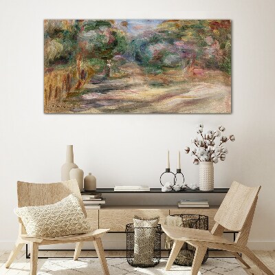 Landscape in pastel shades Glass Wall Art