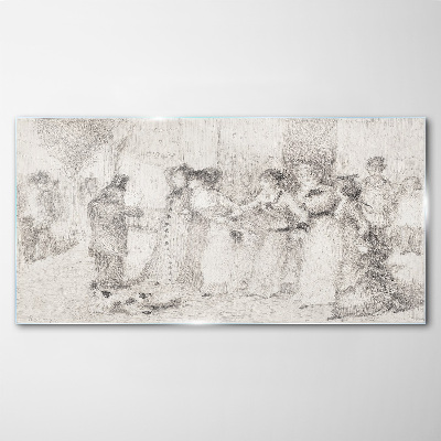 A scene from city life Glass Wall Art