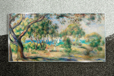 Summer landscape by the water Glass Wall Art