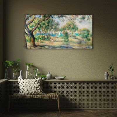 Summer landscape by the water Glass Wall Art