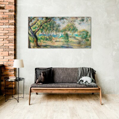 Summer landscape by the water Glass Wall Art
