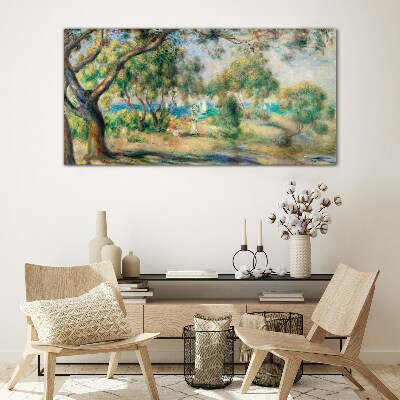 Summer landscape by the water Glass Wall Art