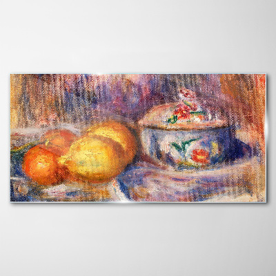 Still life with lemons Glass Wall Art