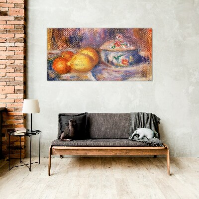 Still life with lemons Glass Wall Art