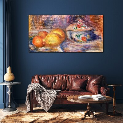 Still life with lemons Glass Wall Art