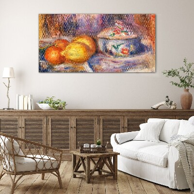Still life with lemons Glass Wall Art