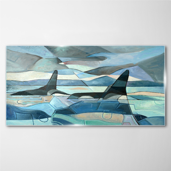 Orcs in abstract space Glass Wall Art