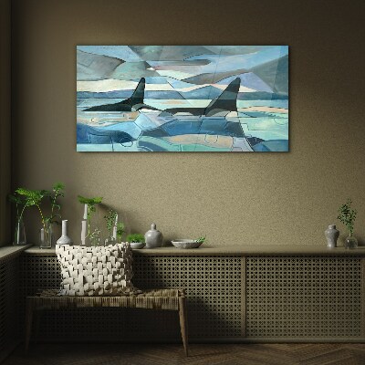 Orcs in abstract space Glass Wall Art