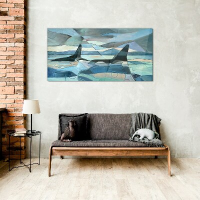 Abstraction animal whale Glass Wall Art