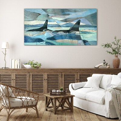 Abstraction animal whale Glass Wall Art