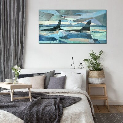 Orcs in abstract space Glass Wall Art